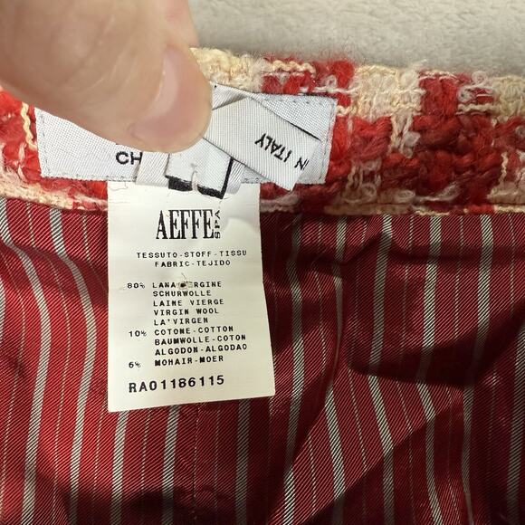 VTG Moschino Cheap Chic Houndstooth Wool Red Midi Pencil Skirt Womens Size US 6 - Picture 5 of 9